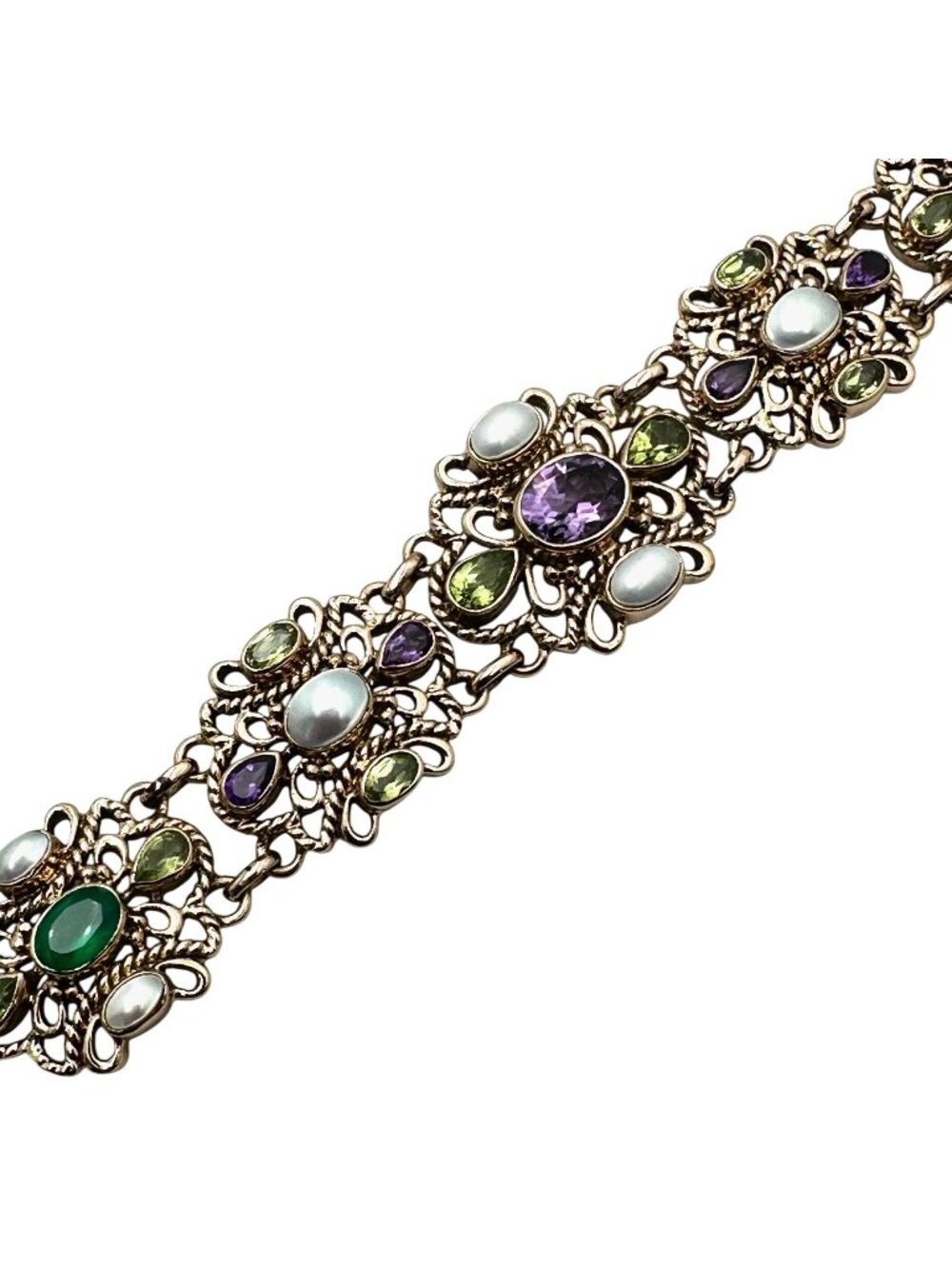 Nicky Butler Multicolor Gemstone Bronze Bracelet 7 Inch Inches